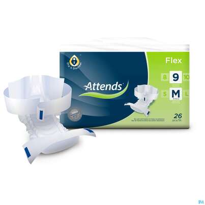 Sie sehen eine Packung Inkontinenz Attends Slip Flex M 9 104st, Produktbild: 05 Inkontinenz Attends Slip Flex M 9 104st, A-Nr.: 4271569 - 05