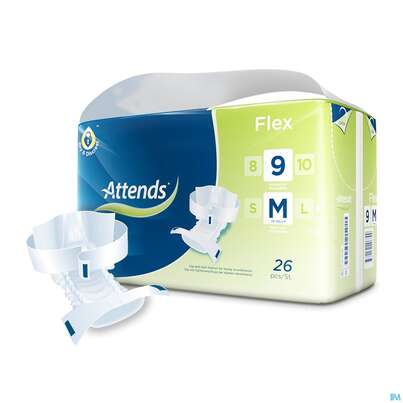 Sie sehen eine Packung Inkontinenz Attends Slip Flex M 9 104st, Produktbild: 06 Inkontinenz Attends Slip Flex M 9 104st, A-Nr.: 4271569 - 06