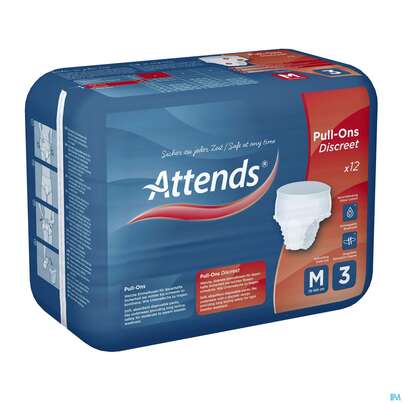 Sie sehen eine Packung Inkontinenz Attends Trainingshosen/pull Ons Discreet 3 Medium 10st, Produktbild: 01 Inkontinenz Attends Trainingshosen/pull Ons Discreet 3 Medium 10st, A-Nr.: 3791491 - 01