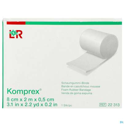 Sie sehen eine Packung Komprex Schaumgummi-binde Staerke 0,5cm 2mx 8cm 1st, Produktbild: 01 Komprex Schaumgummi-binde Staerke 0,5cm 2mx 8cm 1st, A-Nr.: 0184922 - 01