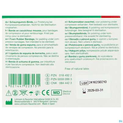 Sie sehen eine Packung Komprex Schaumgummi-binde Staerke 0,5cm 2mx 8cm 1st, Produktbild: 04 Komprex Schaumgummi-binde Staerke 0,5cm 2mx 8cm 1st, A-Nr.: 0184922 - 04