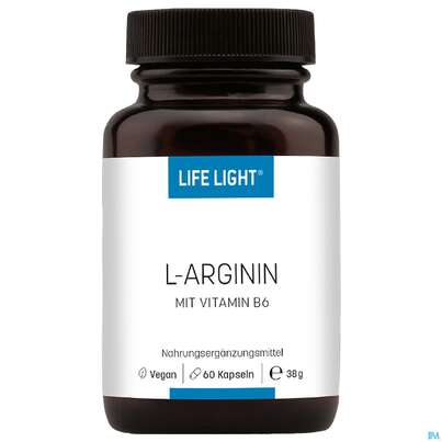 Sie sehen eine Packung L-arginin Kapseln 500mg Life Light 60st, Produktbild: 02 L-arginin Kapseln 500mg Life Light 60st, A-Nr.: 3134876 - 02