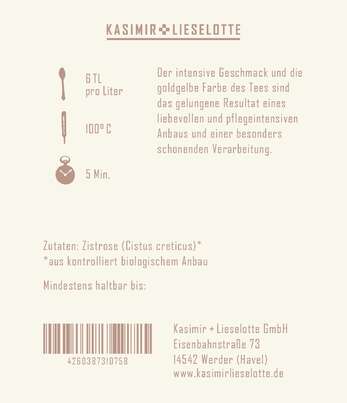Sie sehen eine Packung Kasimir und Lieselotte - Zistrose Tee, Produktbild: 02 Kasimir und Lieselotte - Zistrose Tee, A-Nr.: 5176465 - 02