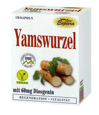 Sie sehen eine Packung Espara Yamswurzel Kapseln, Produktbild: 02 Espara Yamswurzel Kapseln, A-Nr.: 2641507 - 02