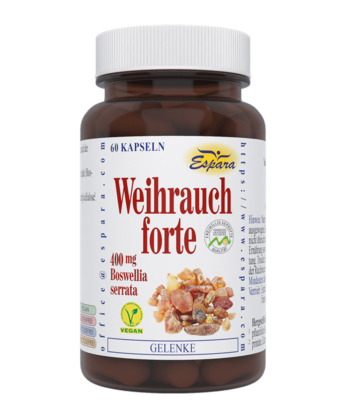 Sie sehen eine Packung Espara Weihrauch forte Kapseln, Produktbild: 01 Espara Weihrauch forte Kapseln, A-Nr.: 3726482 - 01