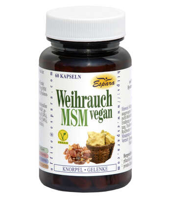 Sie sehen eine Packung Espara Weihrauch MSM vegan Kapseln, Produktbild: 02 Espara Weihrauch MSM vegan Kapseln, A-Nr.: 5053596 - 02