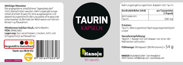 Shanab Taurin Kapseln 500mg, A-Nr.: 4255553 - 02