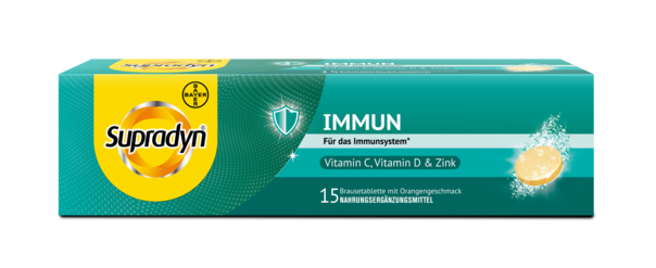 Sie sehen eine Packung Supradyn® IMMUN Brausetabletten, Produktbild: 01 Supradyn® IMMUN Brausetabletten, A-Nr.: 4899606 - 01