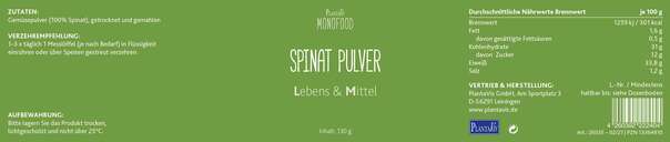 Sie sehen eine Packung Spinat Pulver 130g, Produktbild: 04 Spinat Pulver 130g, A-Nr.: 4745576 - 04