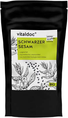 Sie sehen eine Packung vitaldoc® BIO Schwarzer Sesam, ungeschält, Produktbild: 01 vitaldoc® BIO Schwarzer Sesam, ungeschält, A-Nr.: 5619721 - 01