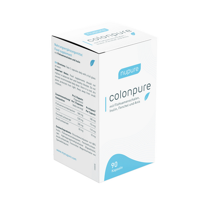 Sie sehen eine Packung Nupure colonpure m.Flohsamenschalen & Inulin, Produktbild: 01 Nupure colonpure m.Flohsamenschalen & Inulin, A-Nr.: 5778678 - 01