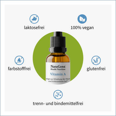 Sie sehen eine Packung NatuGena Vitamin A Liquid, Produktbild: 02 NatuGena Vitamin A Liquid, A-Nr.: 5404239 - 02