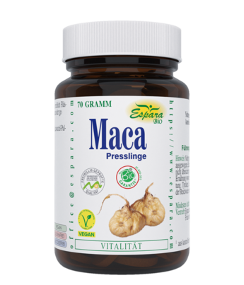 Sie sehen eine Packung Maca BIO Presslinge 500 mg, Produktbild: 01 Maca BIO Presslinge 500 mg, A-Nr.: 5779643 - 01