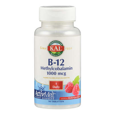 Sie sehen eine Packung Supplementa Methylcobalamin Vitamin B12 ActivMelt Lutschtabletten, Produktbild: 01 Supplementa Methylcobalamin Vitamin B12 ActivMelt Lutschtabletten, A-Nr.: 5396445 - 01