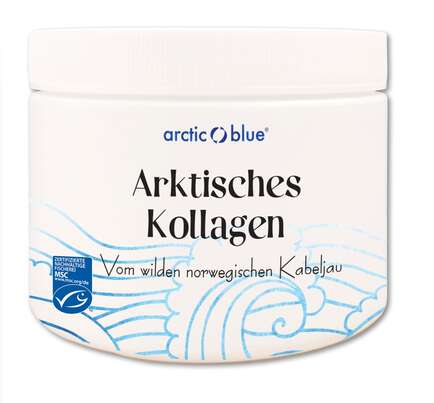 Sie sehen eine Packung Arcti Blue Fischkollagen pur arktisch Pulver MSC, Produktbild: 01 Arcti Blue Fischkollagen pur arktisch Pulver MSC, A-Nr.: 5450653 - 01