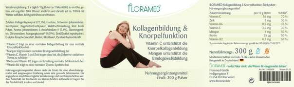 Sie sehen eine Packung Floramed Kollagenbildung & Knorpelfunktion Pulver, Produktbild: 01 Floramed Kollagenbildung & Knorpelfunktion Pulver, A-Nr.: 4390110 - 01