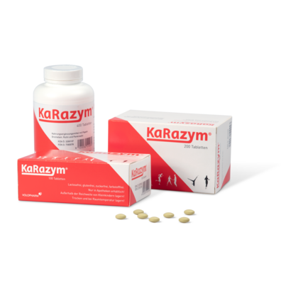 Sie sehen eine Packung KaRazym Tabletten 100 Stk., Produktbild: 03 KaRazym Tabletten 100 Stk., A-Nr.: 3573363 - 03