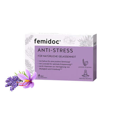 Sie sehen eine Packung femidoc® ANTI-STRESS, Produktbild: 03 femidoc® ANTI-STRESS, A-Nr.: 5082416 - 03