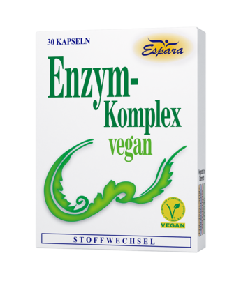 Sie sehen eine Packung Espara Enzym-Komplex vegan Kapseln, Produktbild: 01 Espara Enzym-Komplex vegan Kapseln, A-Nr.: 5160889 - 01