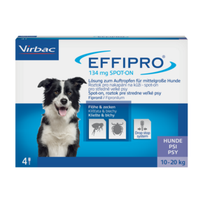 Sie sehen eine Packung Effipro 134mg Lösung zum Auftropfen für mittelgroße Hunde, Produktbild: 01 Effipro 134mg Lösung zum Auftropfen für mittelgroße Hunde, A-Nr.: 3546998 - 01