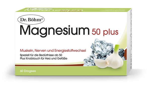 Sie sehen eine Packung Dr. Böhm Magnesium 50 plus Dragees, Produktbild: 01 Dr. Böhm Magnesium 50 plus Dragees, A-Nr.: 4607213 - 01