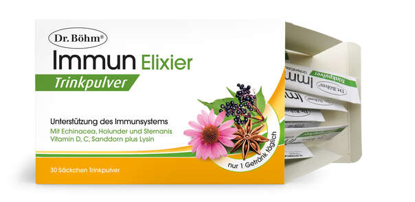 Sie sehen eine Packung Dr. Böhm Immun Elixier Trinkpulver, Produktbild: 02 Dr. Böhm Immun Elixier Trinkpulver, A-Nr.: 5377011 - 02