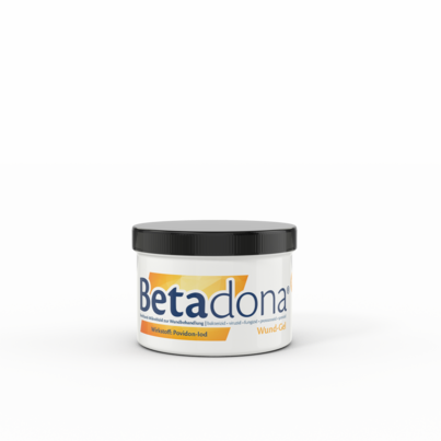 Sie sehen eine Packung Betadona® Wund-Gel Tiegel 250 g, Produktbild: 01 Betadona® Wund-Gel Tiegel 250 g, A-Nr.: 4463547 - 01