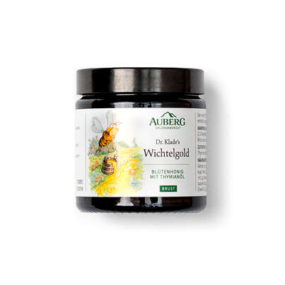 Sie sehen eine Packung AUBERG Wichtelgold Honig mit Thymian, Produktbild: 02 AUBERG Wichtelgold Honig mit Thymian, A-Nr.: 4734934 - 02