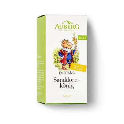 Sie sehen eine Packung AUBERG Halssirup Sanddorn König, Produktbild: 01 AUBERG Halssirup Sanddorn König, A-Nr.: 4734905 - 01