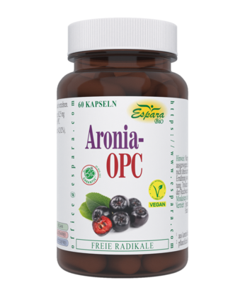 Sie sehen eine Packung Aronia-OPC BIO Kapseln, Produktbild: 01 Aronia-OPC BIO Kapseln, A-Nr.: 5829080 - 01