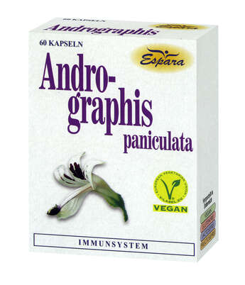 Sie sehen eine Packung Espara Andrographis Kapseln, Produktbild: 02 Espara Andrographis Kapseln, A-Nr.: 3492417 - 02