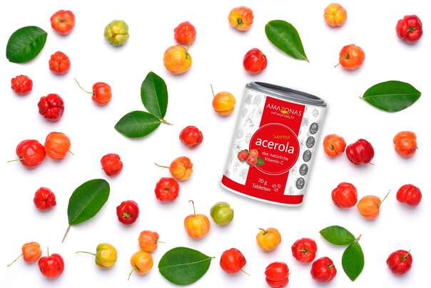 Sie sehen eine Packung Acerola Vitamin C Lutschtabletten mit 17% Vitamin C, zuckerfrei, 120 Tabl., Produktbild: 02 Acerola Vitamin C Lutschtabletten mit 17% Vitamin C, zuckerfrei, 120 Tabl., A-Nr.: 5229109 - 02