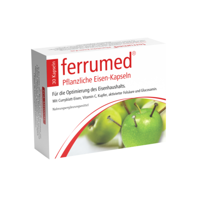 Sie sehen eine Packung ferrumed® Pflanzliche Eisen-Kapseln, Produktbild: 01 ferrumed® Pflanzliche Eisen-Kapseln, A-Nr.: 4367602 - 01