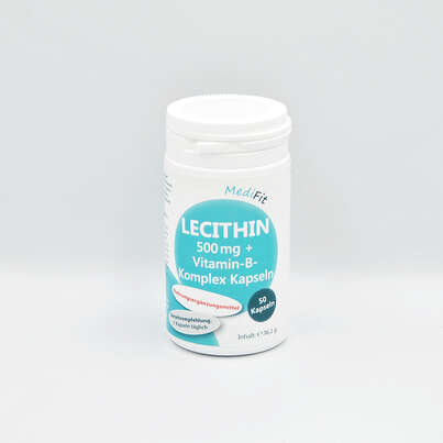 Sie sehen eine Packung Lecithin 500 mg + Vitamin-B-Komplex Kapseln, Produktbild: 01 Lecithin 500 mg + Vitamin-B-Komplex Kapseln, A-Nr.: 4547764 - 01