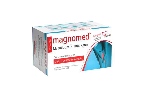 Sie sehen eine Packung magnomed® Magnesium-Filmtabletten, Produktbild: 01 magnomed® Magnesium-Filmtabletten, A-Nr.: 3954094 - 01