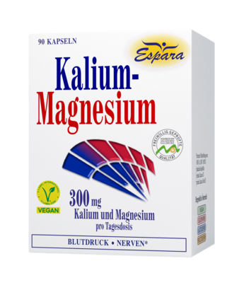 Sie sehen eine Packung Espara Kalium-Magnesium Kapseln 90 Stk., Produktbild: 01 Espara Kalium-Magnesium Kapseln 90 Stk., A-Nr.: 3492423 - 01