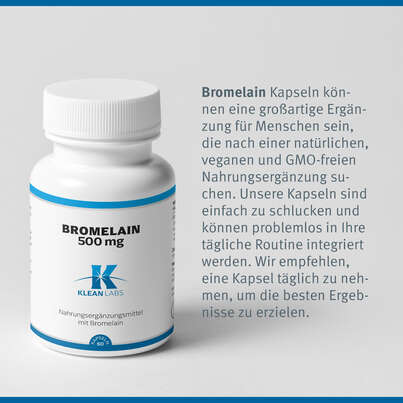 Sie sehen eine Packung Bromelain Kapseln 500 mg Klean Labs, Produktbild: 07 Bromelain Kapseln 500 mg Klean Labs, A-Nr.: 5598373 - 07