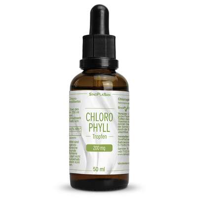 Sie sehen eine Packung Chlorophyll 200 mg Tropfen 50 ml, Produktbild: 01 Chlorophyll 200 mg Tropfen 50 ml, A-Nr.: 5666123 - 01