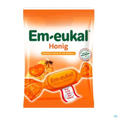Sie sehen eine Packung Em-eukal Zuckerhaltig Honig Gefuellt 75g, Produktbild: 01 Em-eukal Zuckerhaltig Honig Gefuellt 75g, A-Nr.: 4517042 - 01