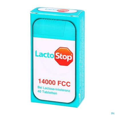Sie sehen eine Packung Lactostop Tabl 14000 Fcc 40st, Produktbild: 02 Lactostop Tabl 14000 Fcc 40st, A-Nr.: 4303424 - 02
