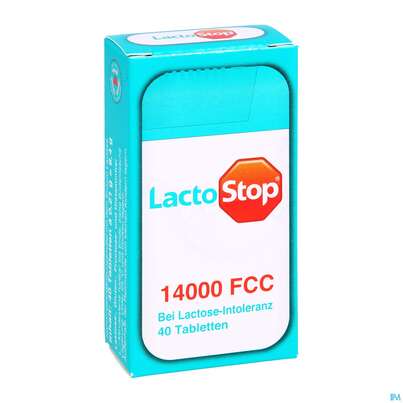 Sie sehen eine Packung Lactostop Tabl 14000 Fcc 40st, Produktbild: 03 Lactostop Tabl 14000 Fcc 40st, A-Nr.: 4303424 - 03