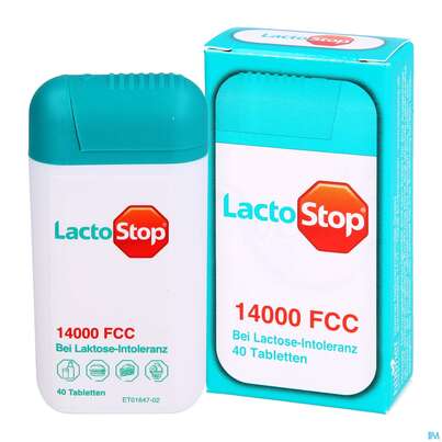 Sie sehen eine Packung Lactostop Tabl 14000 Fcc 40st, Produktbild: 04 Lactostop Tabl 14000 Fcc 40st, A-Nr.: 4303424 - 04