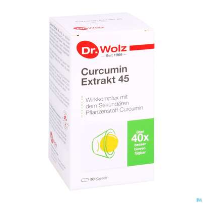 Sie sehen eine Packung Curcumin Kapseln Extrakt 45 Dr.wolz Nr 60553 90st, Produktbild: 03 Curcumin Kapseln Extrakt 45 Dr.wolz Nr 60553 90st, A-Nr.: 4289983 - 03