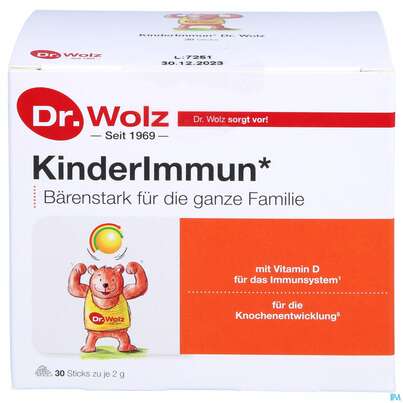 Sie sehen eine Packung Dr.wolz Kinderimmun Sticks Nr.60557 30st, Produktbild: 01 Dr.wolz Kinderimmun Sticks Nr.60557 30st, A-Nr.: 4268047 - 01