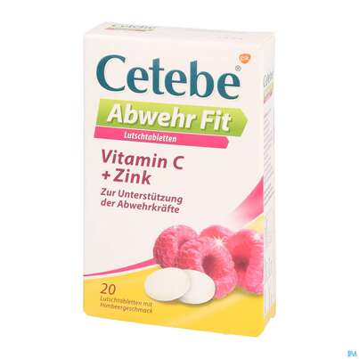 Sie sehen eine Packung Cetebe Abwehr Fit Lutschtabl 20st, Produktbild: 02 Cetebe Abwehr Fit Lutschtabl 20st, A-Nr.: 4056546 - 02