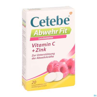 Sie sehen eine Packung Cetebe Abwehr Fit Lutschtabl 20st, Produktbild: 03 Cetebe Abwehr Fit Lutschtabl 20st, A-Nr.: 4056546 - 03