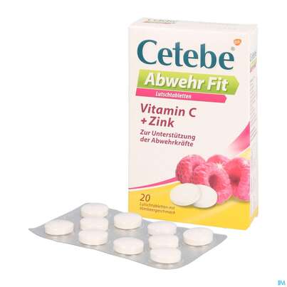 Sie sehen eine Packung Cetebe Abwehr Fit Lutschtabl 20st, Produktbild: 05 Cetebe Abwehr Fit Lutschtabl 20st, A-Nr.: 4056546 - 05