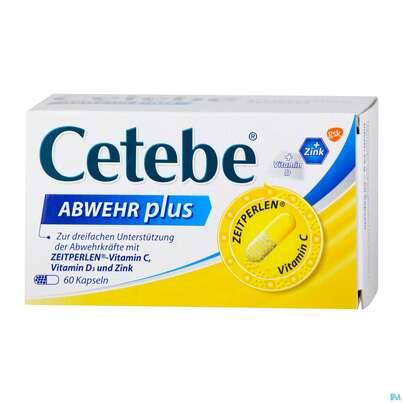 Sie sehen eine Packung Cetebe Abwehr Plus Kapseln 60st, Produktbild: 02 Cetebe Abwehr Plus Kapseln 60st, A-Nr.: 4171098 - 02