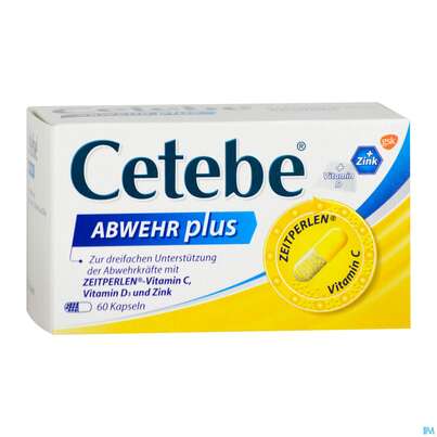Sie sehen eine Packung Cetebe Abwehr Plus Kapseln 60st, Produktbild: 03 Cetebe Abwehr Plus Kapseln 60st, A-Nr.: 4171098 - 03