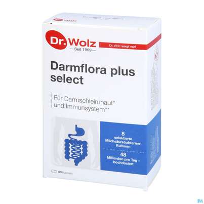 Sie sehen eine Packung Darmflora Plus Dr.wolz Select Kapseln Nr 60570 80st, Produktbild: 02 Darmflora Plus Dr.wolz Select Kapseln Nr 60570 80st, A-Nr.: 3839306 - 02